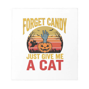 Retro Halloween Kattenliefhebber Grappige Snoep Sh Notitieblok