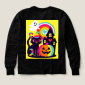 Retro Halloween Kawaii Zwarte Kat, Pompoen ontwerp (Achterkant)