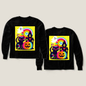 Retro Halloween Kawaii Zwarte Kat, Pompoen ontwerp (Voorkant /achterkant)