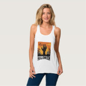 Retro Halloween Kerkhof Zombie Hand T-shirt Ontwer (Volledige Voorkant)