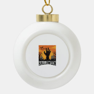 Retro Halloween Kerkhof Zombie Hand T-shirt Ontwer Keramische Bal Ornament
