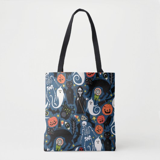 retro halloween kobalt tote bag (Voorkant)