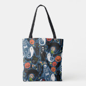 retro halloween kobalt tote bag (Achterkant)