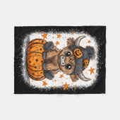 Retro Halloween Koe Pompoen Herfst Koe Thanksgivin Fleece Deken (Voorkant (Horizontaal))