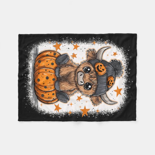 Retro Halloween Koe Pompoen Herfst Koe Thanksgivin Fleece Deken (Voorkant (Horizontaal))