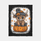 Retro Halloween Koe Pompoen Herfst Koe Thanksgivin Fleece Deken (Voorkant)