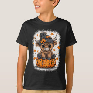 Retro Halloween Koe Pompoen Herfst Koe Thanksgivin T-shirt