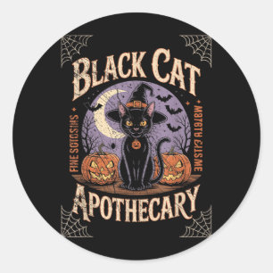 Retro Halloween Kostuum Zwarte Kat M Apotheek 1 Ronde Sticker