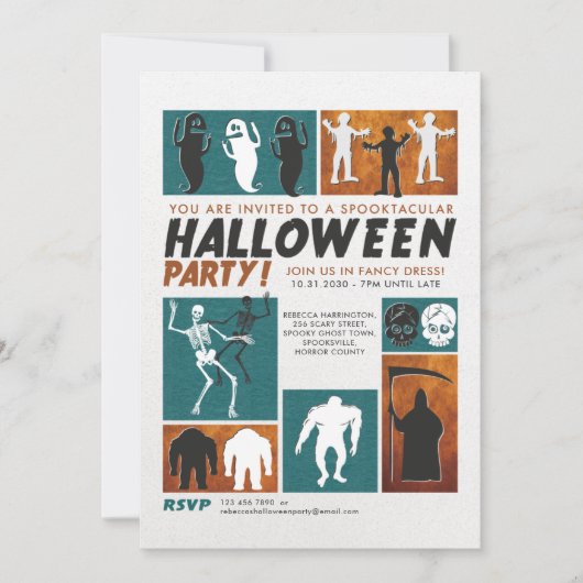 Retro  Halloween Kostuumfeest Kaart (Voorkant)