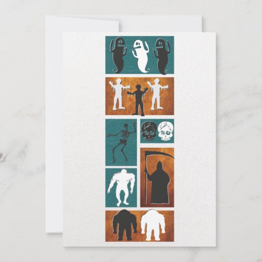 Retro Halloween Kostuumfeest Kaart (Achterkant)
