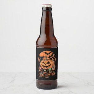 Retro Halloween Lang leve Herfst Griezelig Seizoen Bier Etiket