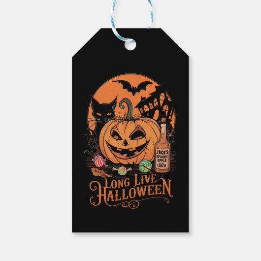 Retro Halloween Lang leve Herfst Griezelig Seizoen Cadeaulabel (Achterkant)