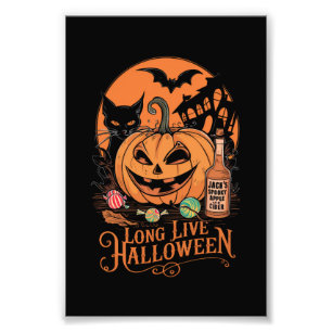 Retro Halloween Lang leve Herfst Griezelig Seizoen Foto Afdruk