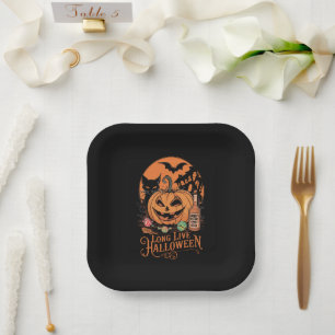 Retro Halloween Lang leve Herfst Griezelig Seizoen Papieren Bordje