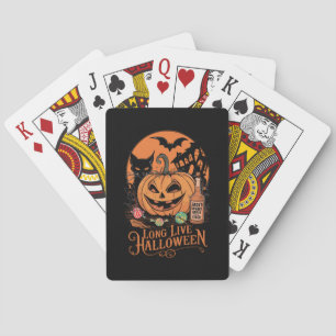 Retro Halloween Lang leve Herfst Griezelseizoen  Pokerkaarten