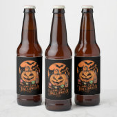Retro Halloween Lang Leven Herfst Spooky Seizoen Bier Etiket (Flessen)