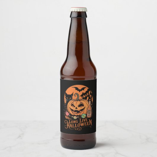 Retro Halloween Lang Leven Herfst Spooky Seizoen Bier Etiket (Voorkant)