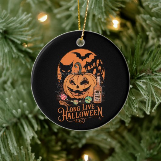 Retro Halloween Lang Leven Herfst Spooky Seizoen Keramisch Ornament (Boom)