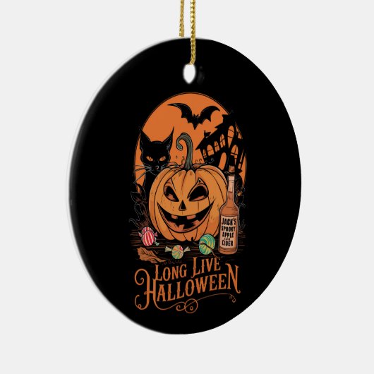 Retro Halloween Lang Leven Herfst Spooky Seizoen Keramisch Ornament (Rechts)