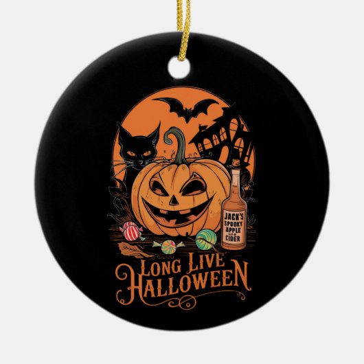 Retro Halloween Lang Leven Herfst Spooky Seizoen Keramisch Ornament (Voorkant)