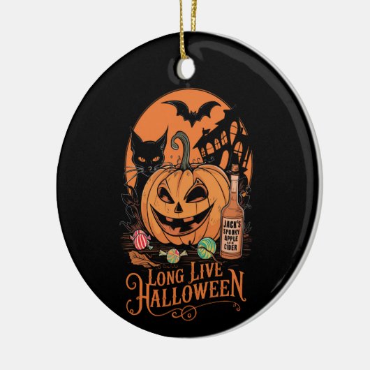 Retro Halloween Lang Leven Herfst Spooky Seizoen Keramisch Ornament (Links)