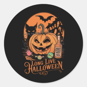 Retro Halloween Lang Leven Herfst Spooky Seizoen Ronde Sticker