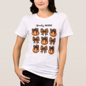 Retro Halloween Leopart Bow Pumpkin Coquette Tri-Blend Shirt (Voorkant)