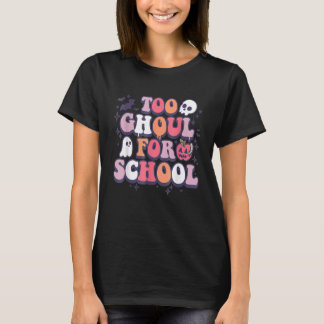 Retro Halloween leraar Ghouls Groovy School Trick T-shirt