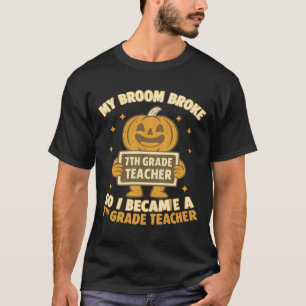Retro Halloween Leraar Pompoen Spooky 7e Klas T-shirt