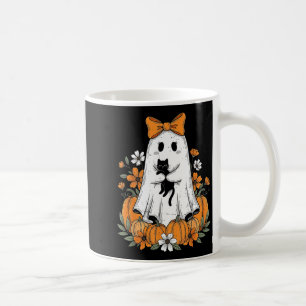 Retro Halloween Lief Geestje met Zwarte Kat Flora Koffiemok