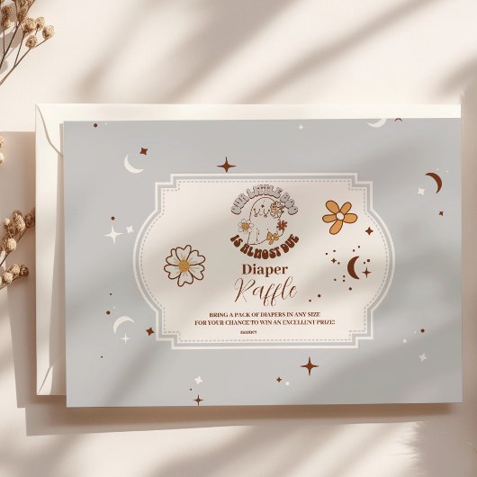 Retro Halloween Little Boo Baby Raffle Diapper Informatiekaartje