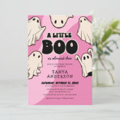 Retro Halloween Little Boo Baby shower Kaart (Staand voorkant)