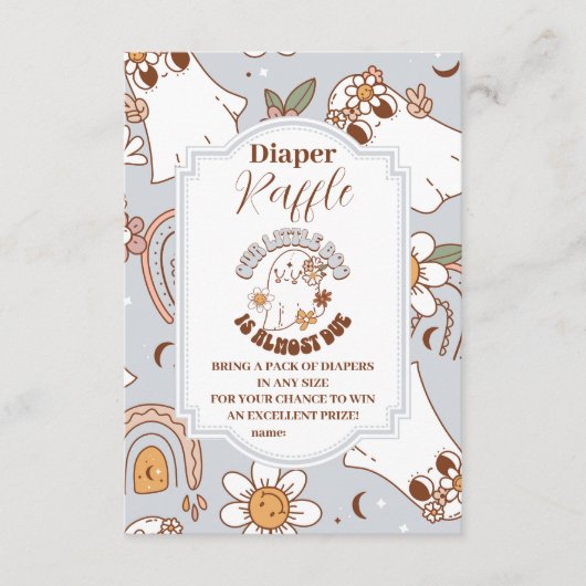 Retro Halloween Little Boo Raffle Diapper Informatiekaartje (Voorkant)