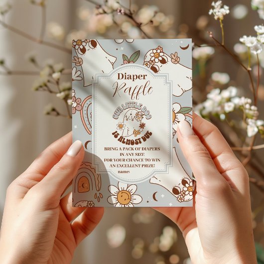 Retro Halloween Little Boo Raffle Diapper Informatiekaartje