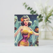 Retro Halloween Meisje Briefkaart (Staand voorkant)