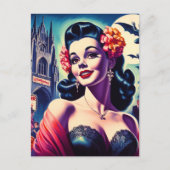 Retro Halloween Meisje Briefkaart (Voorkant)