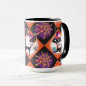 Retro Halloween Mid-Century Black Cats Mok (Voorkant rechts)