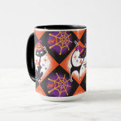 Retro Halloween Mid-Century Black Cats Mok (Voorkant links)