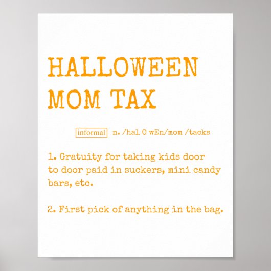 Retro Halloween Mom Tax Definition Trick or treat Poster (Voorkant)