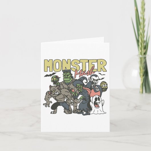Retro Halloween Monster Mash Boo Ghost Wit Kaart (Voorkant)