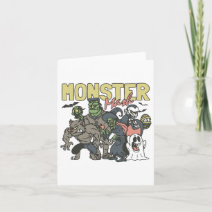  Retro Halloween Monster Mash Boo Ghost Wit Kaart