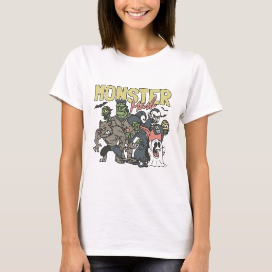Retro Halloween Monster Mash Boo Ghost Wit T-shirt (Voorkant)