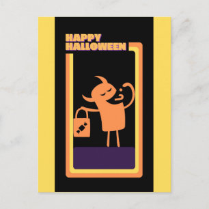 Retro Halloween Monster Trick or treat Briefkaart