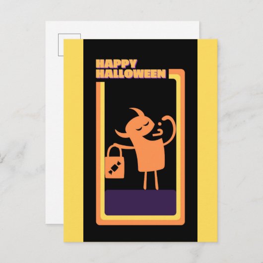 Retro Halloween Monster Trick or treat Briefkaart (Voorkant / Achterkant)