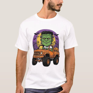 Retro Halloween Monster Truck Pompoen Shirt_1 T-shirt