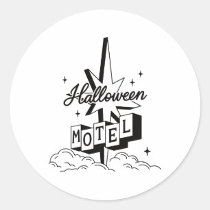 Retro Halloween Motel Shirt Creepy Haunted Ronde Sticker