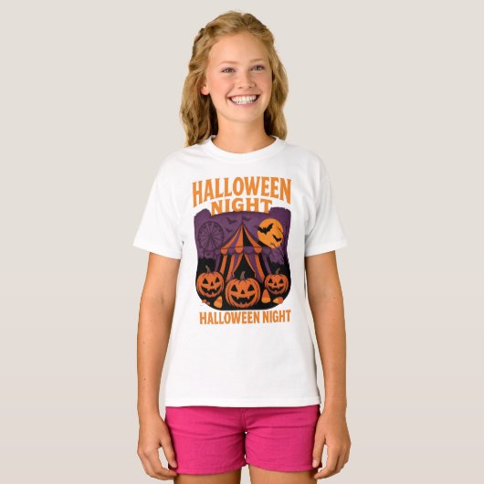 Retro Halloween Night Festival Kleding Unisex T-shirt (Voorkant volledig)