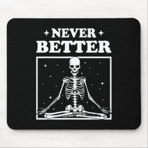 Retro Halloween Nooit Beter Skelet Yoga Spooky Muismat