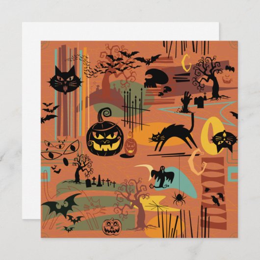 Retro Halloween O'Rama Kaart (Voorkant / Achterkant)