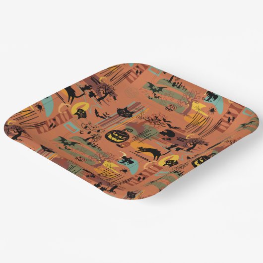 Retro Halloween O'Rama Paper Borden Papieren Bordje (Gebogen)